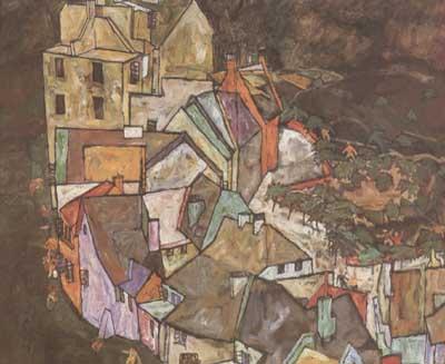 Egon Schiele Edge of Town (Kruman Town Crescent III) (mk12) Germany oil painting art